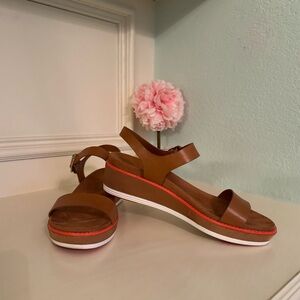 Cole Haan Tan Wedges with Orange Accent